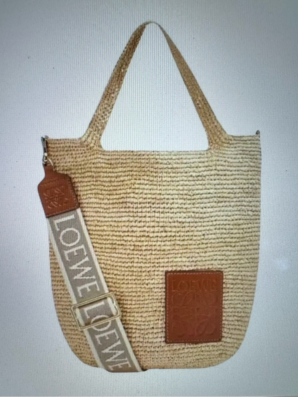 Loewe Raffia Mini Slit  Top Handle Straw Tote Leather Logo Strap Bag Natural